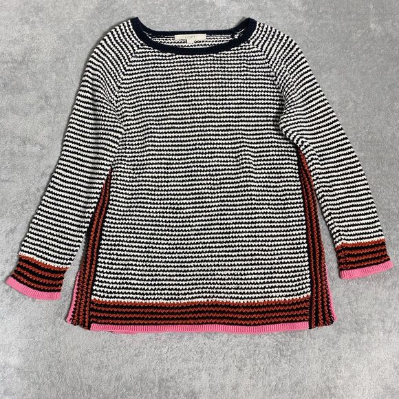 LOFT Black Striped Knitted Sweater Size Medium Women’s - Picture 1 of 10